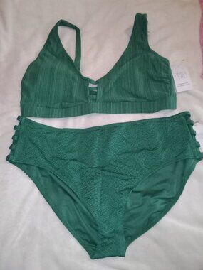 Time and Tru Green Bikini Women's Plus Size 3X(24W-26W)